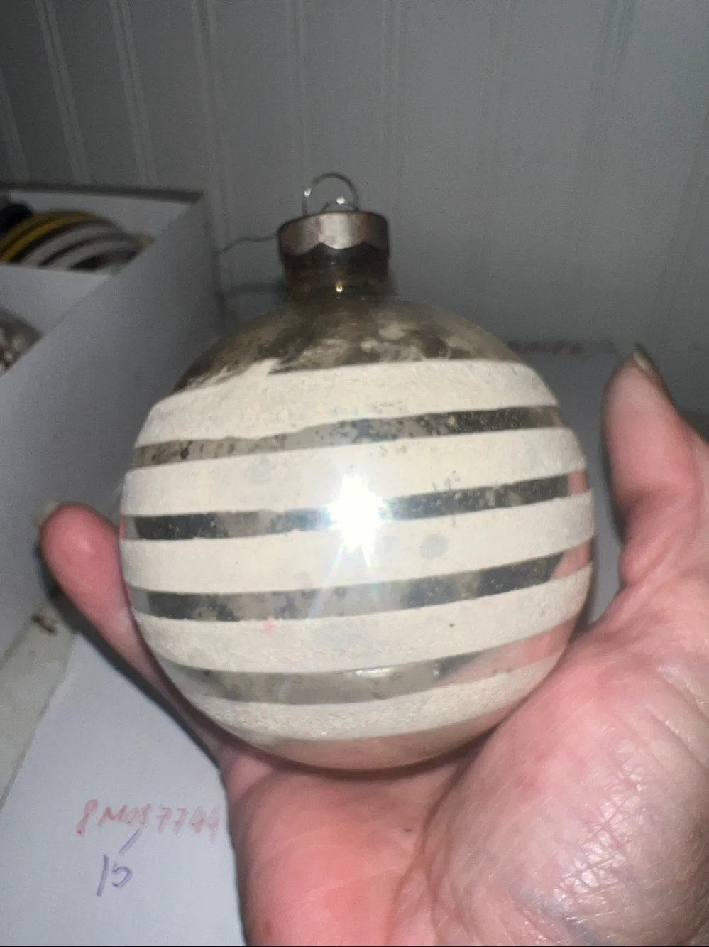 6 Antique Shiny Brite Mercury glass large ornaments mica